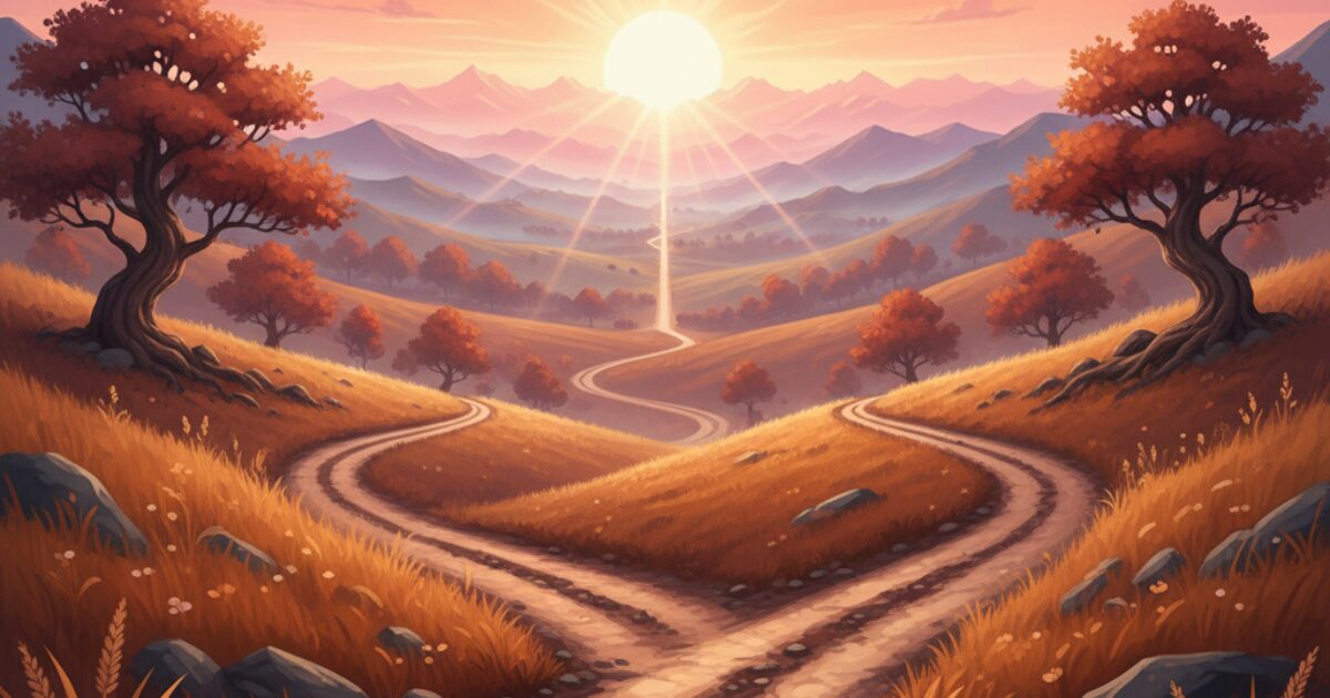 二つの道が朝日に向かって合流する—戦い方は配置で決める（40代 勉強法）