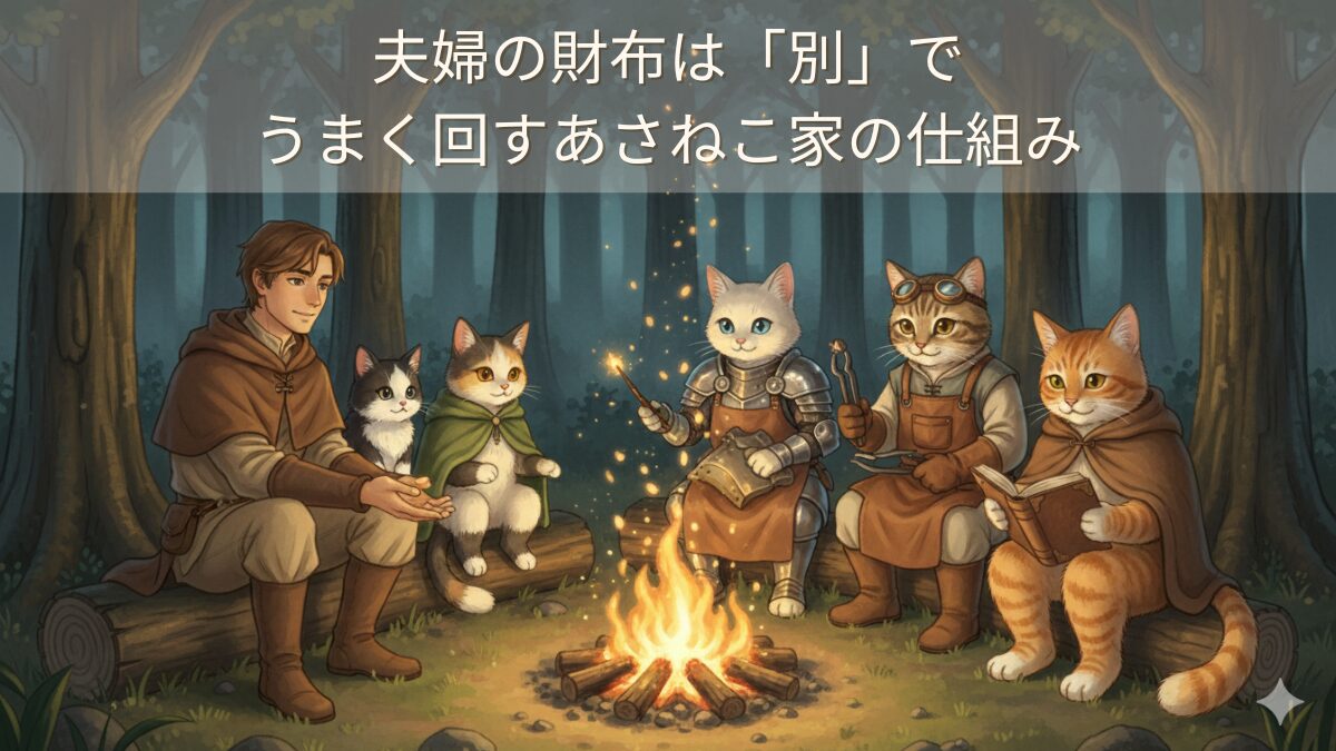 アサネコ王国の焚き火トークをイメージしたキャンプファイヤーのイラスト