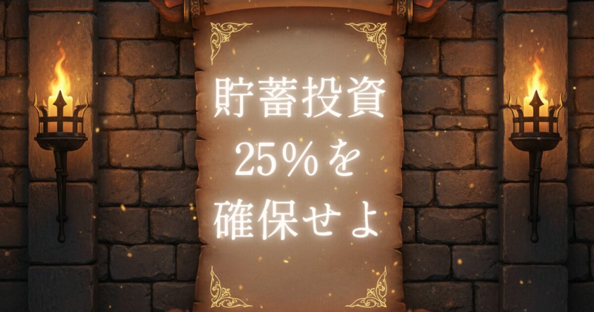 まず貯蓄投資25％を確保せよポスター