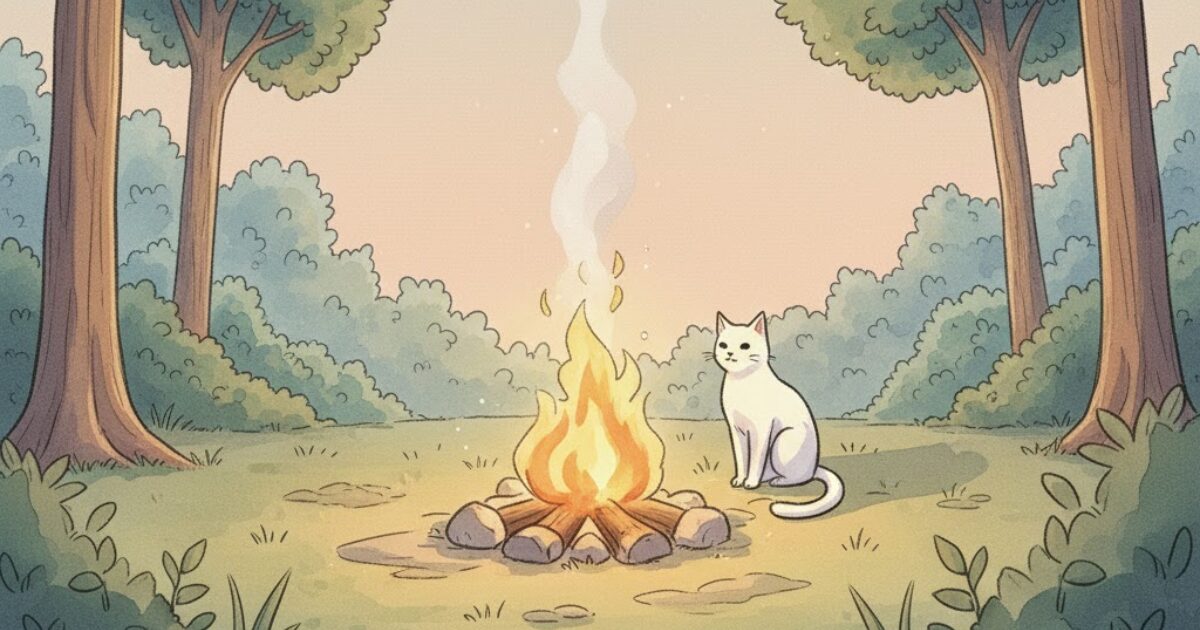 回復できなかった朝に静かに残る焚き火のイメージ