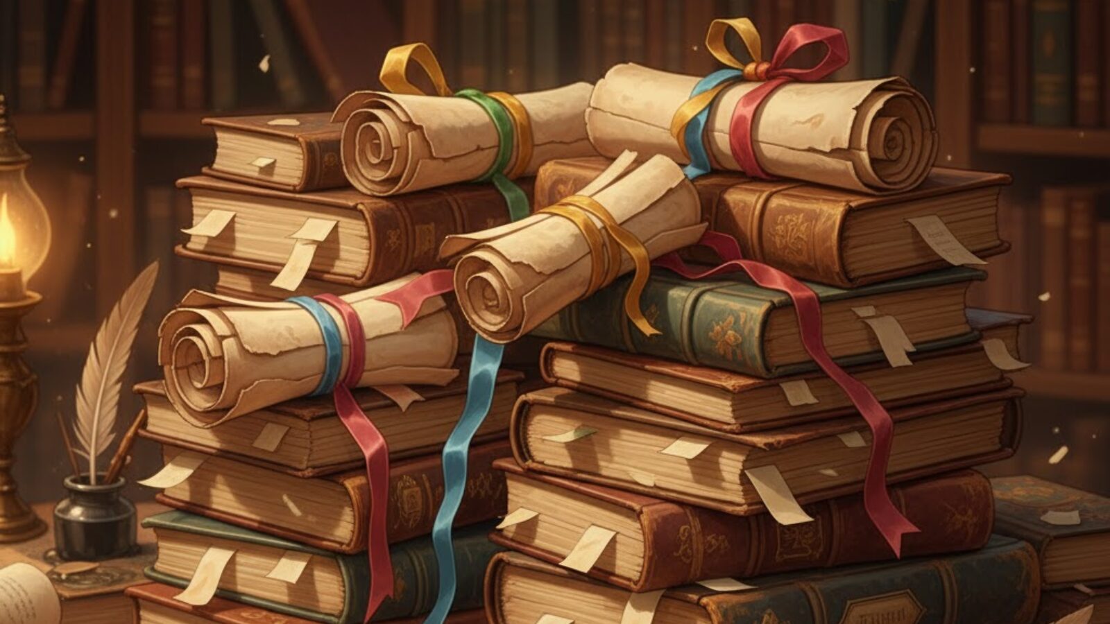 シリーズ別にまとめられた旅の記録の巻物