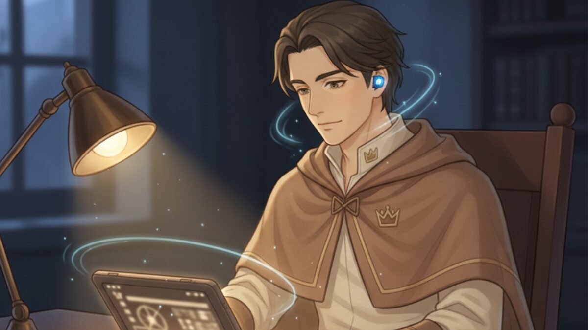 朝活中にイヤホンで集中するリクルド（アサネコ王国）