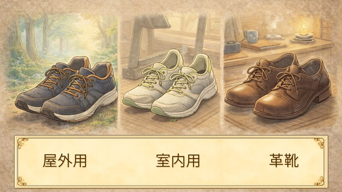 朝活のながら勉強に適した靴の使い分け（屋外用・室内用・革靴の比較）