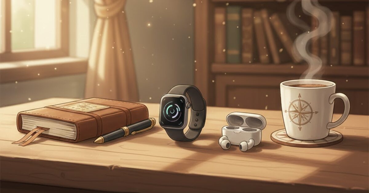 Apple Watchとデスク環境を整える朝活装備のイメージ