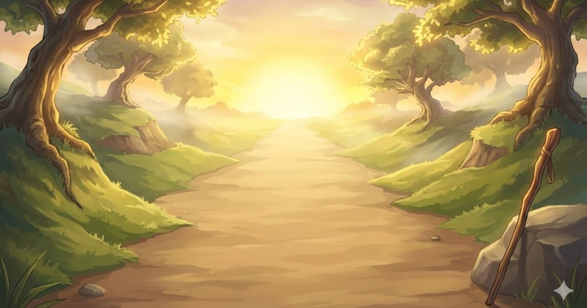 戦い方を決めた後に続く一本道と朝の光