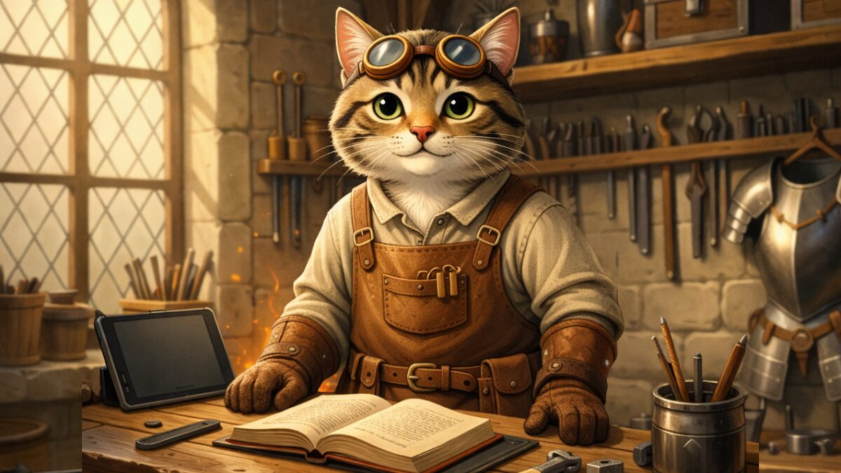 武器（道具）を揃えて学習を軽く回す準備が整った朝の工房風景