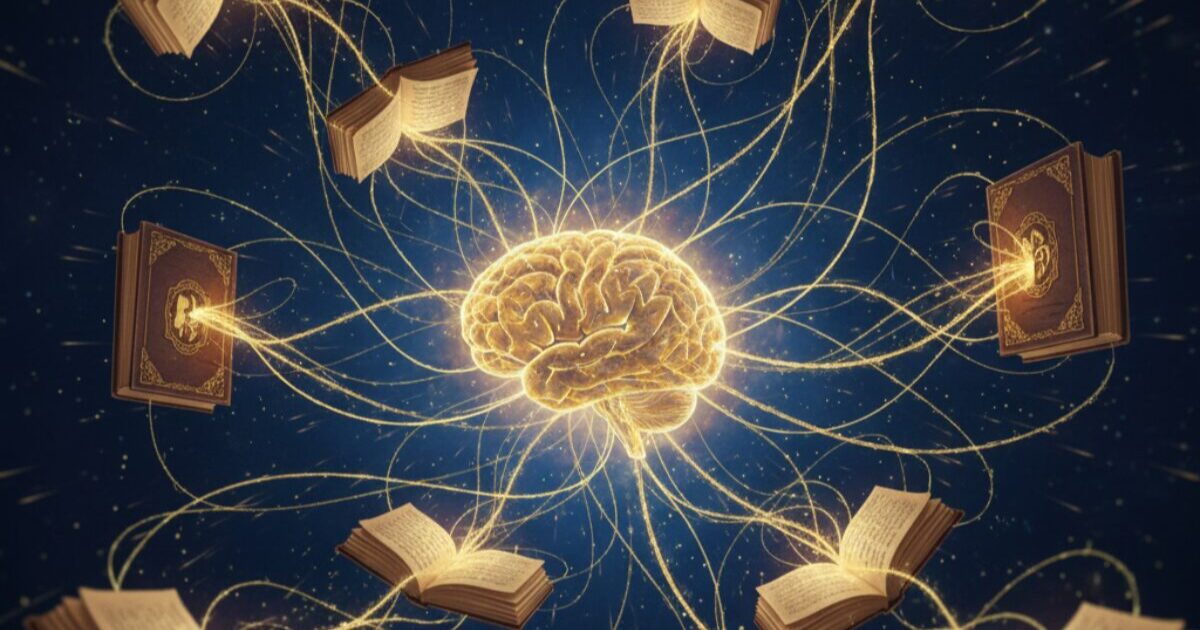 知識が点ではなく線でつながり、構造化される学習イメージ