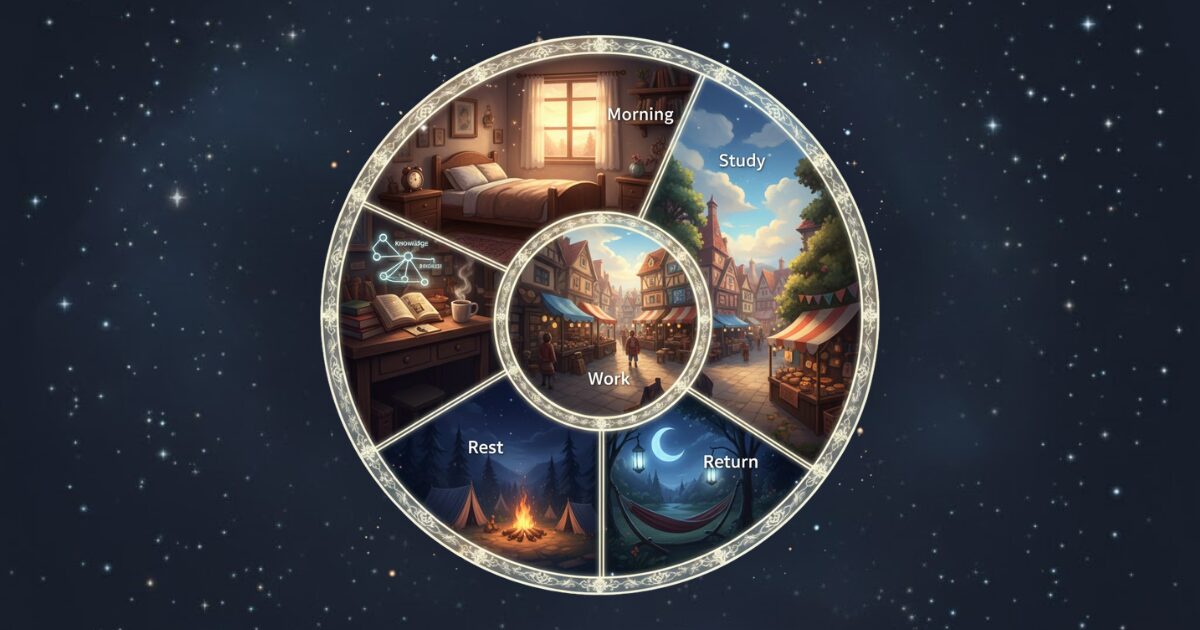 7回転の積み重ねが生活のサイクルとして定着していくイメージ