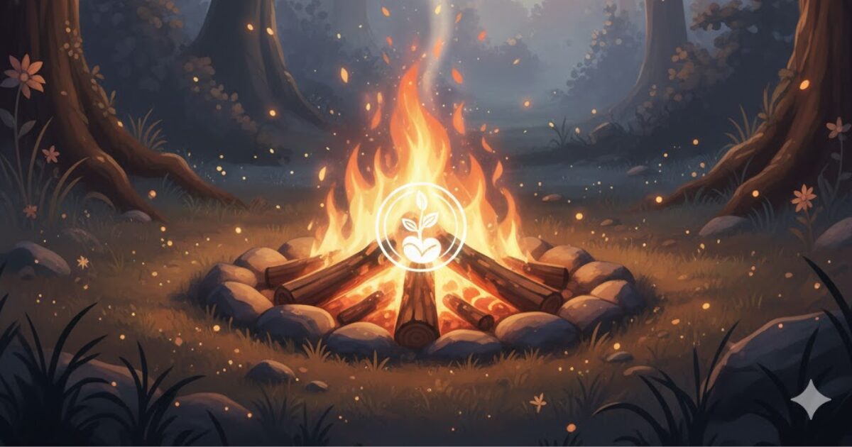 朝活で学びを再起動するリセットのイメージ（静かな火と朝の空気）