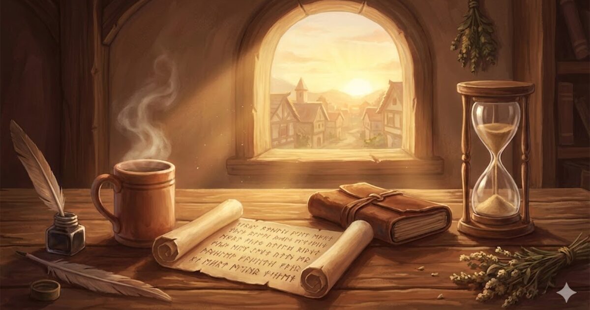 朝活で資格勉強を始める王国風ルーティンイメージ