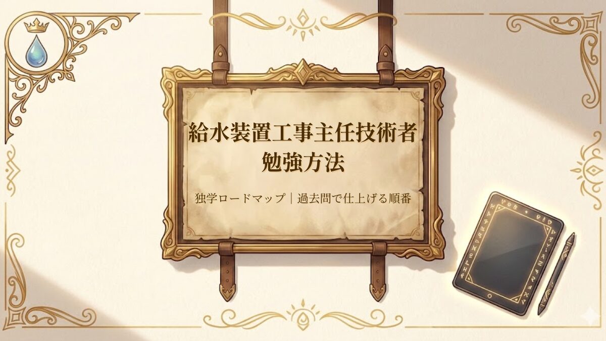 給水装置工事主任技術者の勉強方法(独学ロードマップのイメージ)
