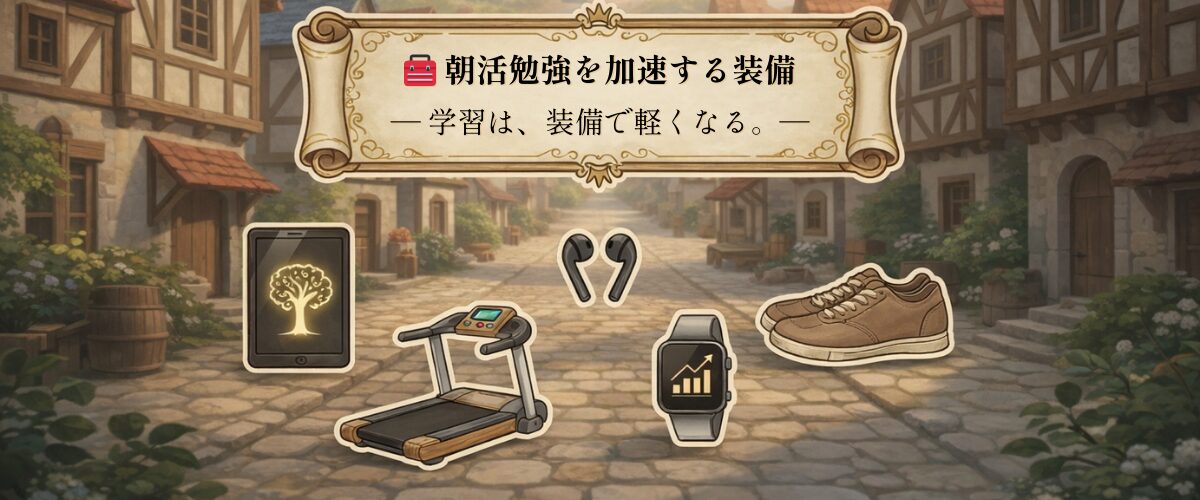 朝活勉強を加速する装備を紹介するバナー画像