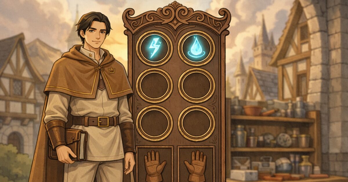 電気のスキルを得て、装備や選択肢が増えていくイメージ（RPG風）