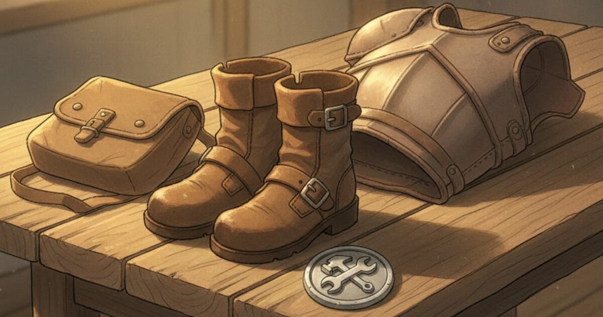 資格を信用の初期装備として表現した王国風の象徴イラスト