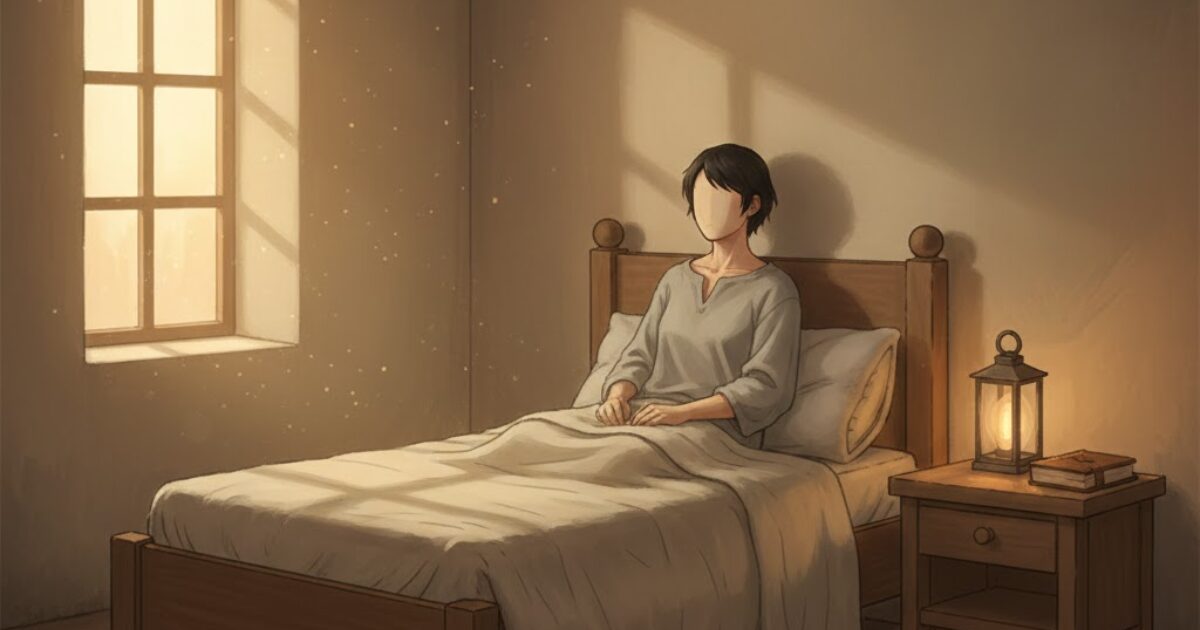 何もしたくない朝に静かに座る人のイメージ