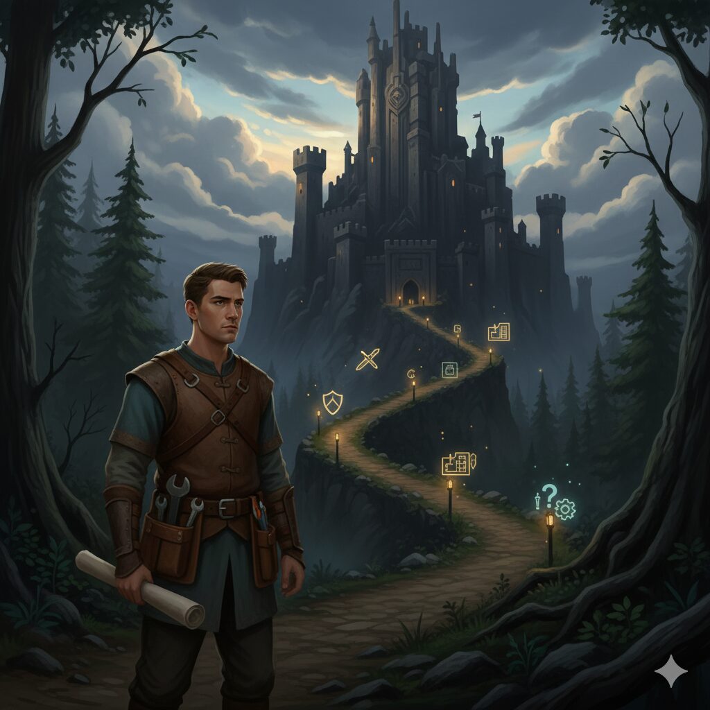 1級管工事施工管理技士補が向いている人と向かない人を示す分岐路のイラスト