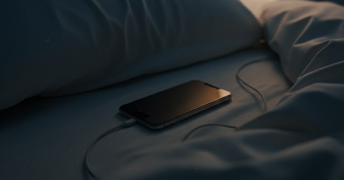 ベッドの上に置かれたスマホ、何もできなかった日の気持ちを象徴する静かなシーン