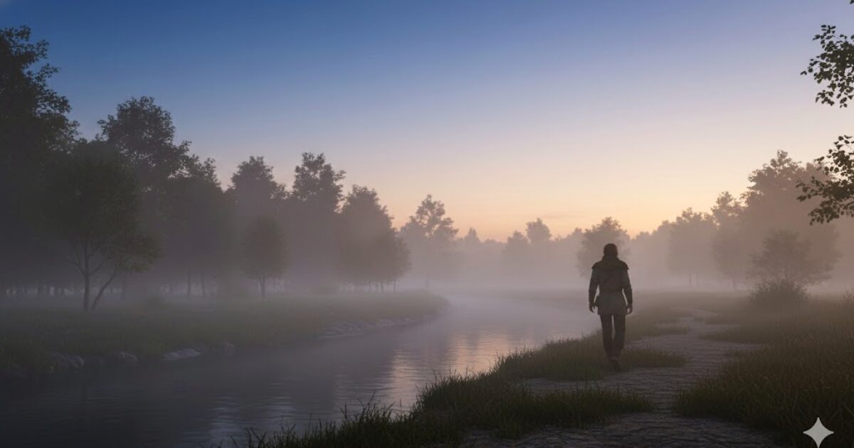 朝の静かな時間に、無理なく歩くウォーキングのイメージ