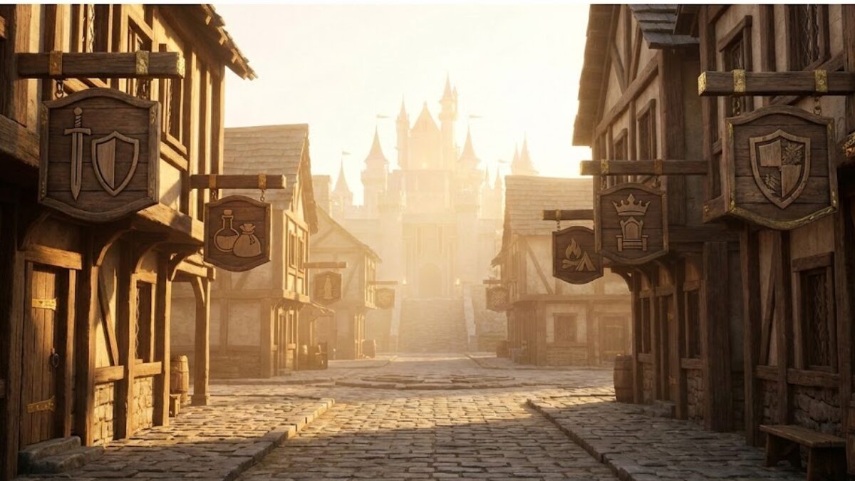 はじめての方へ：アサネコ王国の入口を表す朝焼けの王国ゲート