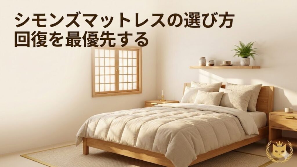 シモンズマットレスで整えた寝室。回復を前提に朝活を続けるイメージ