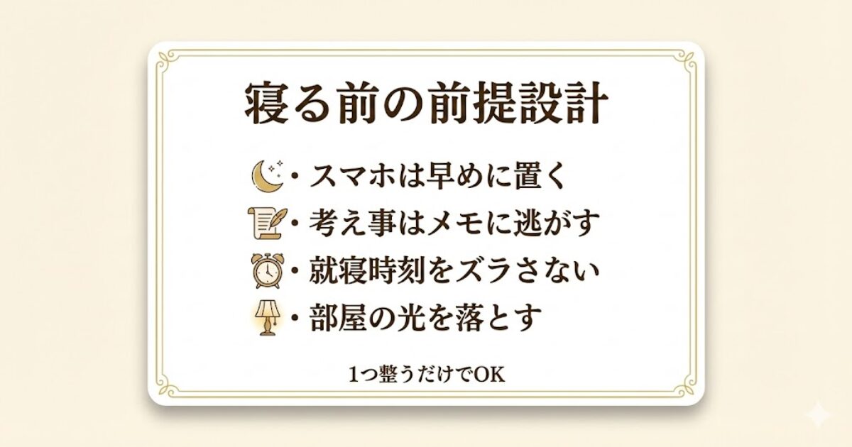 寝る前の前提設計チェックリスト。スマホ・考え事・就寝時刻などを整えるポイント