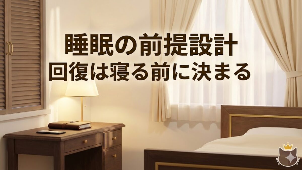 睡眠の前提設計をイメージした回復拠点の寝室。寝る前の状態を整えるイメージ