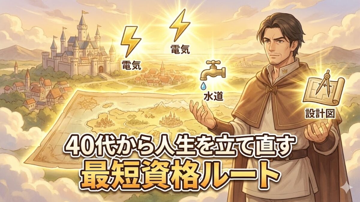 40代から人生を立て直す最短資格ルートを示すリクルドのアイキャッチ画像