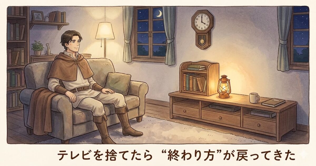 テレビを置かない静かなリビングで夜の終わり方が整うイメージ