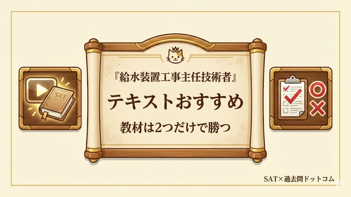 給水装置工事主任技術者のテキストおすすめはSATと過去問ドットコムの2つで十分というアイキャッチ
