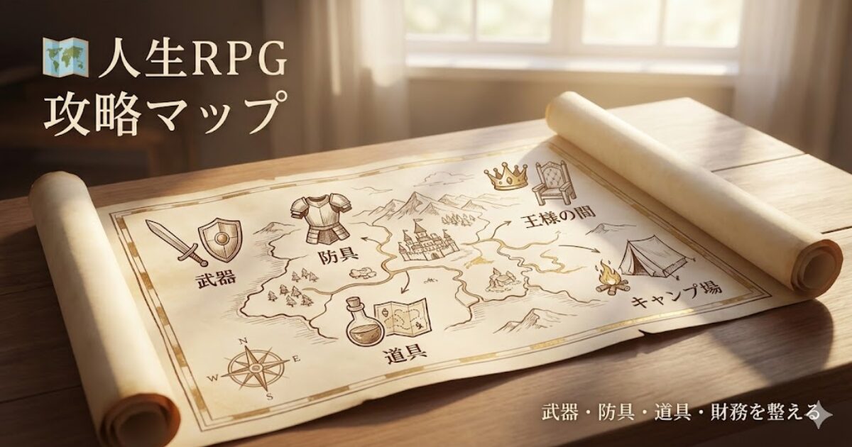アサネコ王国の考え方を表す人生RPGの攻略マップ