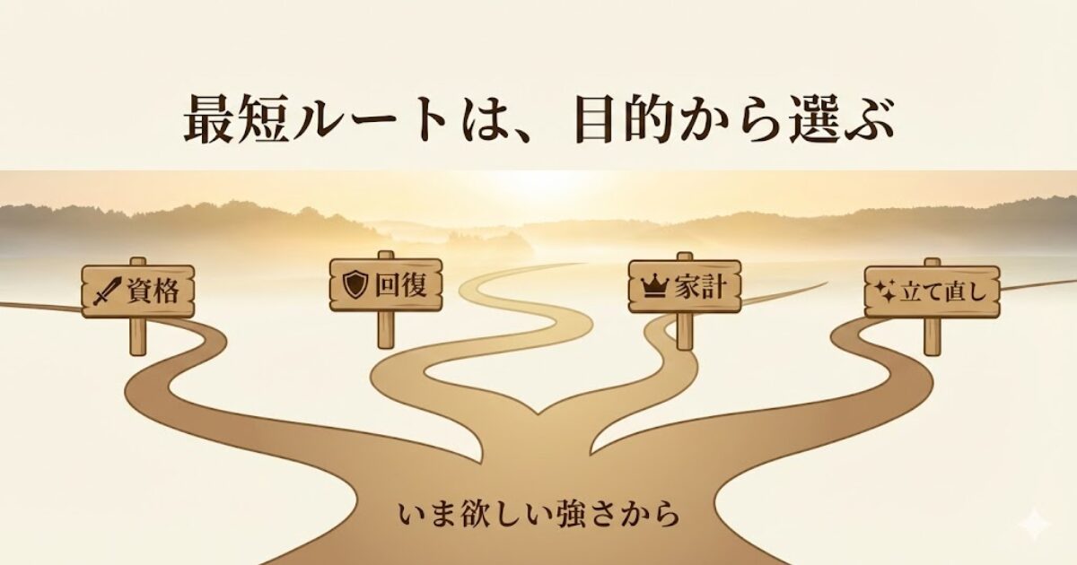 はじめての方のための最短ルートを示す三つの分かれ道