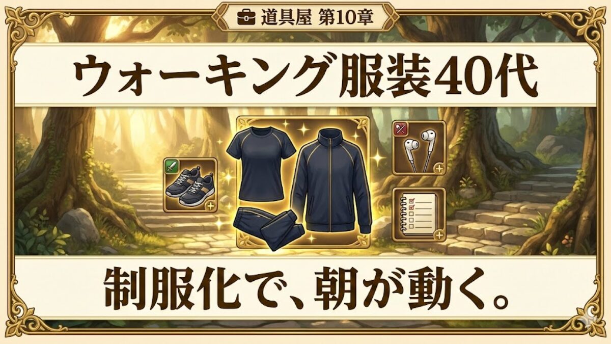 40代のウォーキング服装を制服化して朝活を始めるイメージ（スポーツウェアが行動スイッチになる）