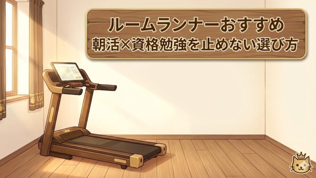 ルームランナーおすすめのアイキャッチ（朝活×資格勉強を止めない選び方）