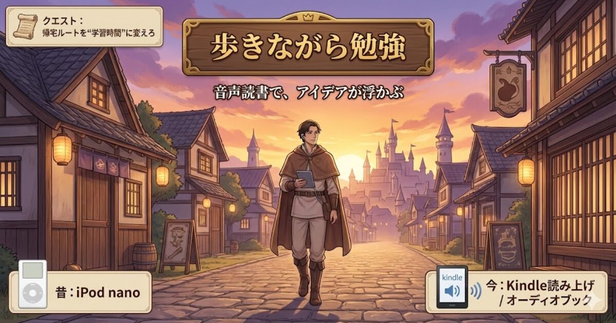 歩きながら勉強｜ウォーキング音声読書でアイデアが浮かぶ（iPod nano→Kindle/オーディオブック）