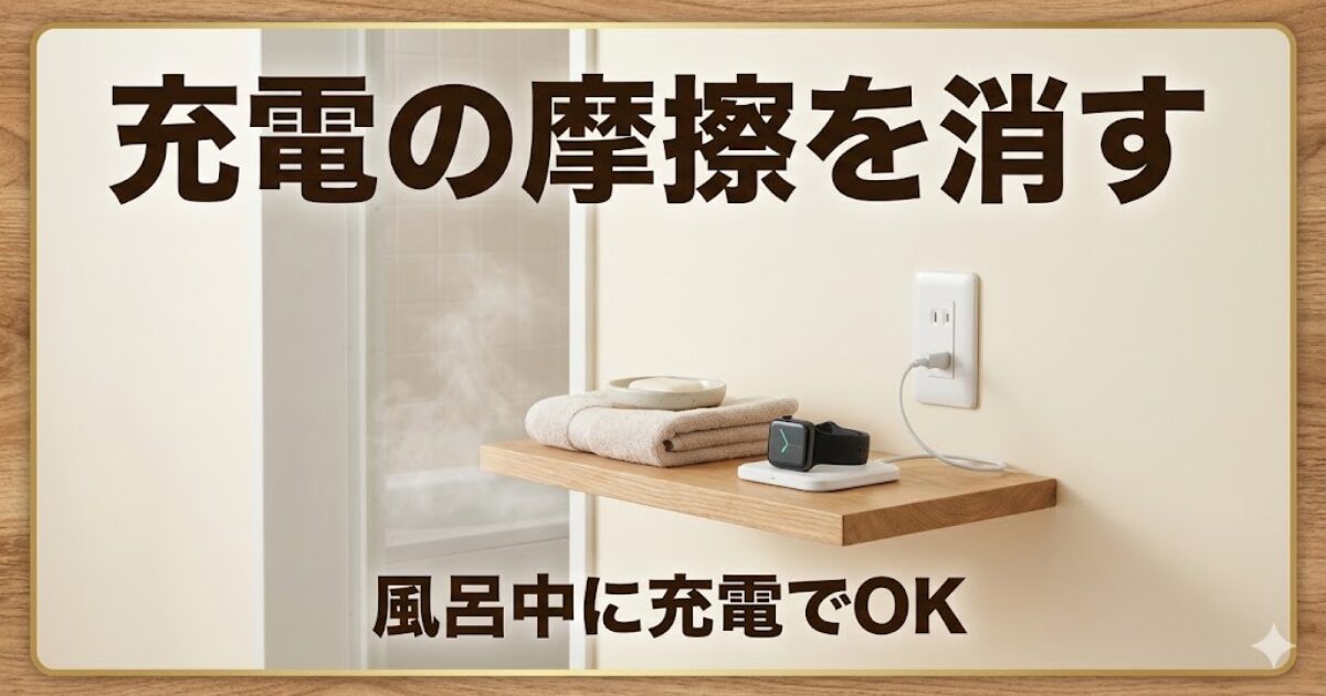 風呂の時間にApple Watchを充電して習慣化の摩擦を減らすイメージ