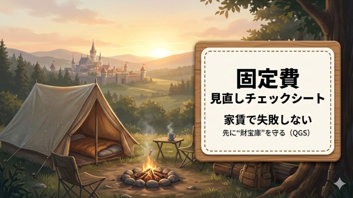 固定契約を見直して家計を軽くするイメージ（焚き火と朝の風景）