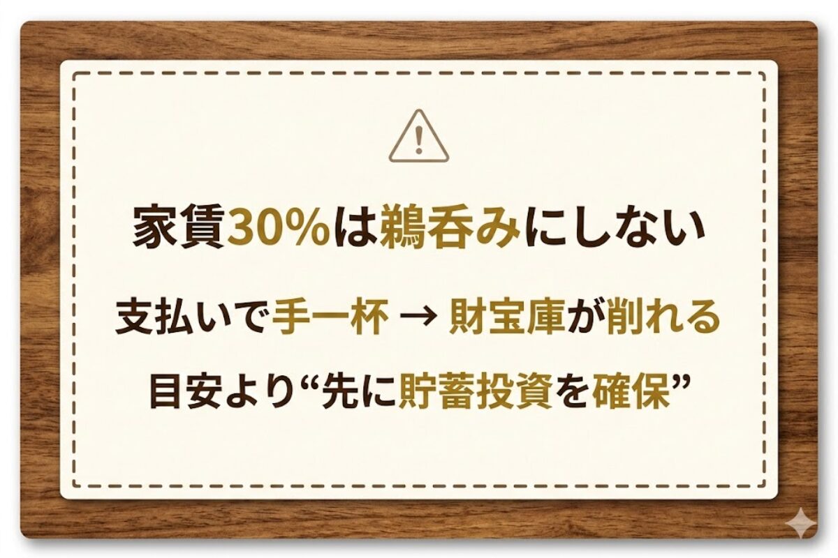 家賃30%目安を鵜呑みにしない注意カード