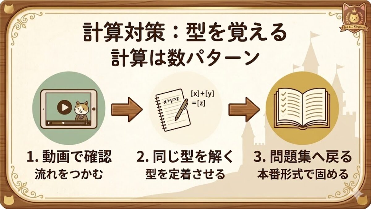 排水設備工事責任技術者試験の計算対策は型を覚えることが大事だと示す図版
