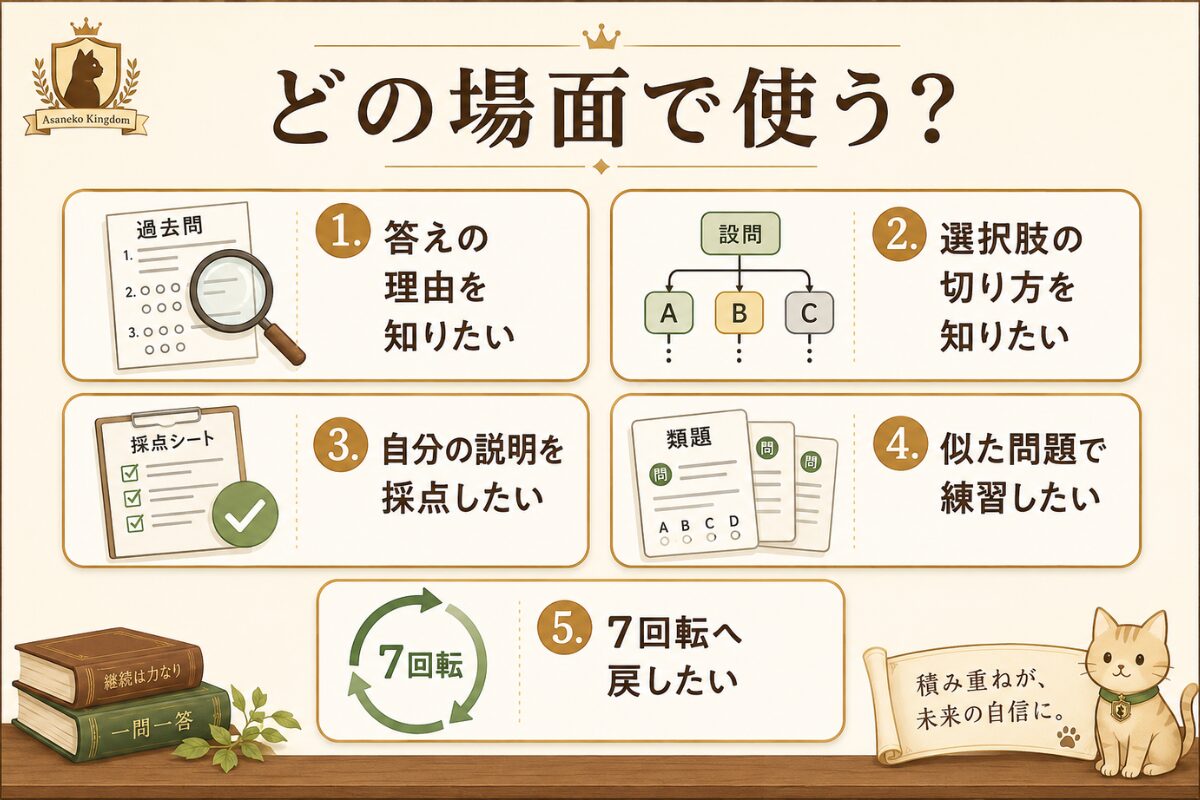 ChatGPT勉強プロンプトを使う場面別に5つへ整理した一覧図