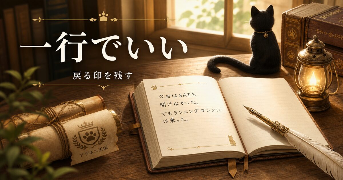 記録帳とノワルのそばで一行だけ残せばいいと伝える旅の記録前の挿入画像
