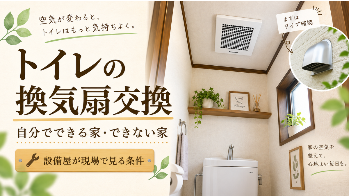 トイレの換気扇交換で自分でできる家・できない家を解説する記事のアイキャッチ画像