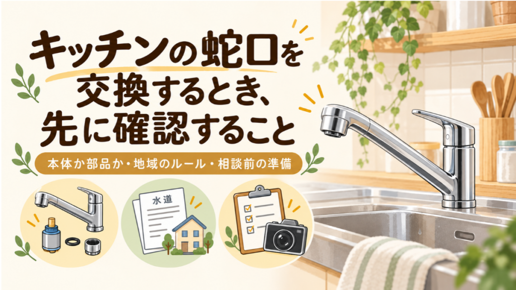 キッチンの蛇口を交換するときに確認する本体・部品、地域のルール、相談前の準備